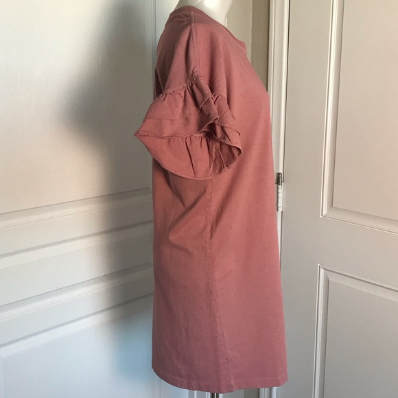 CURRENT/ELLIOT PINK T-SHIRT DRESS W/ RUFFLE SLEEVE - Picture 4 of 7